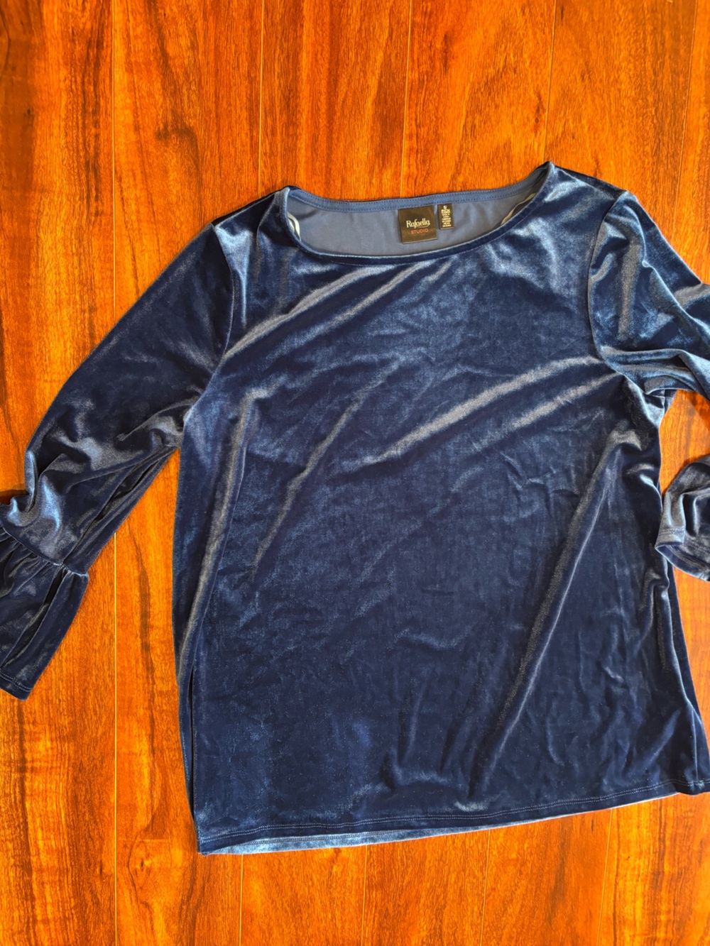 Rafaella Navy Velvet Long-Sleeve Top